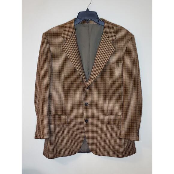 Sulka 100% Cashmere Men's Blazer Jacket Houndstooth Plaid EUR 52R Made In Italy - Picture 1 of 16